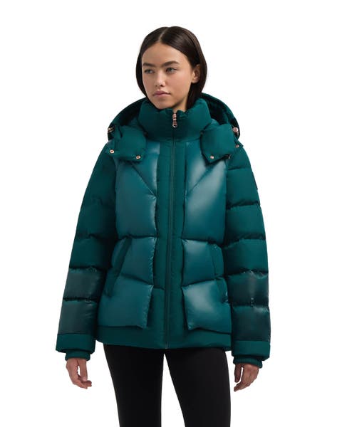 Vega Mixed Media Puffer Jacket with Removable Hood