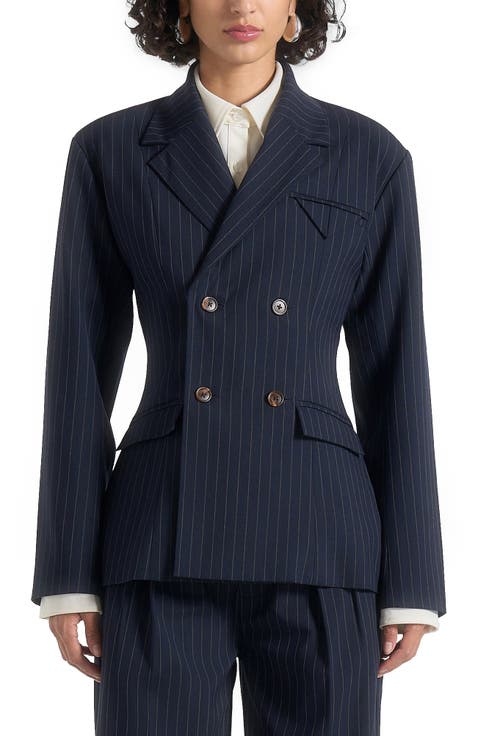 Maia Pinstripe Double Breasted Blazer