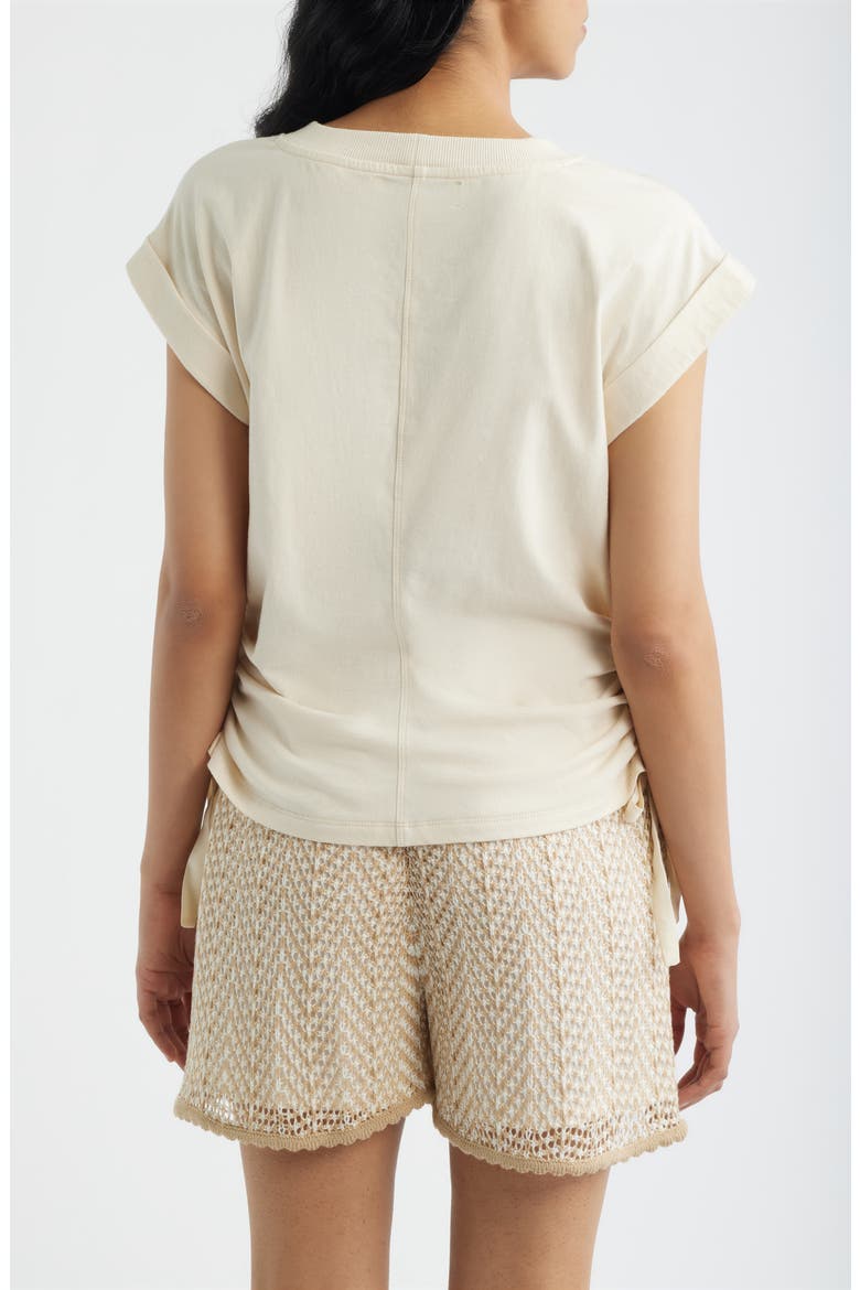 Mixed Media Drawstring T-Shirt, Alternate, color, CREAM