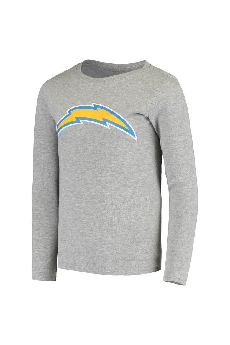 Youth Gray Los Angeles Chargers Long Sleeve T-Shirt & Pants Sleep Set, Alternate, color, Gray