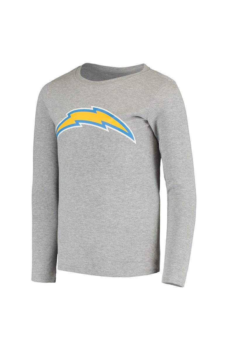 Outerstuff Youth Gray Los Angeles Chargers Long Sleeve T-Shirt & Pants Sleep Set, Alternate, color, 
