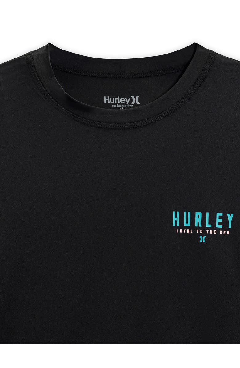 Hurley Loyal to Sea Long Sleeve Rashguard Shirt, Alternate, color, Black