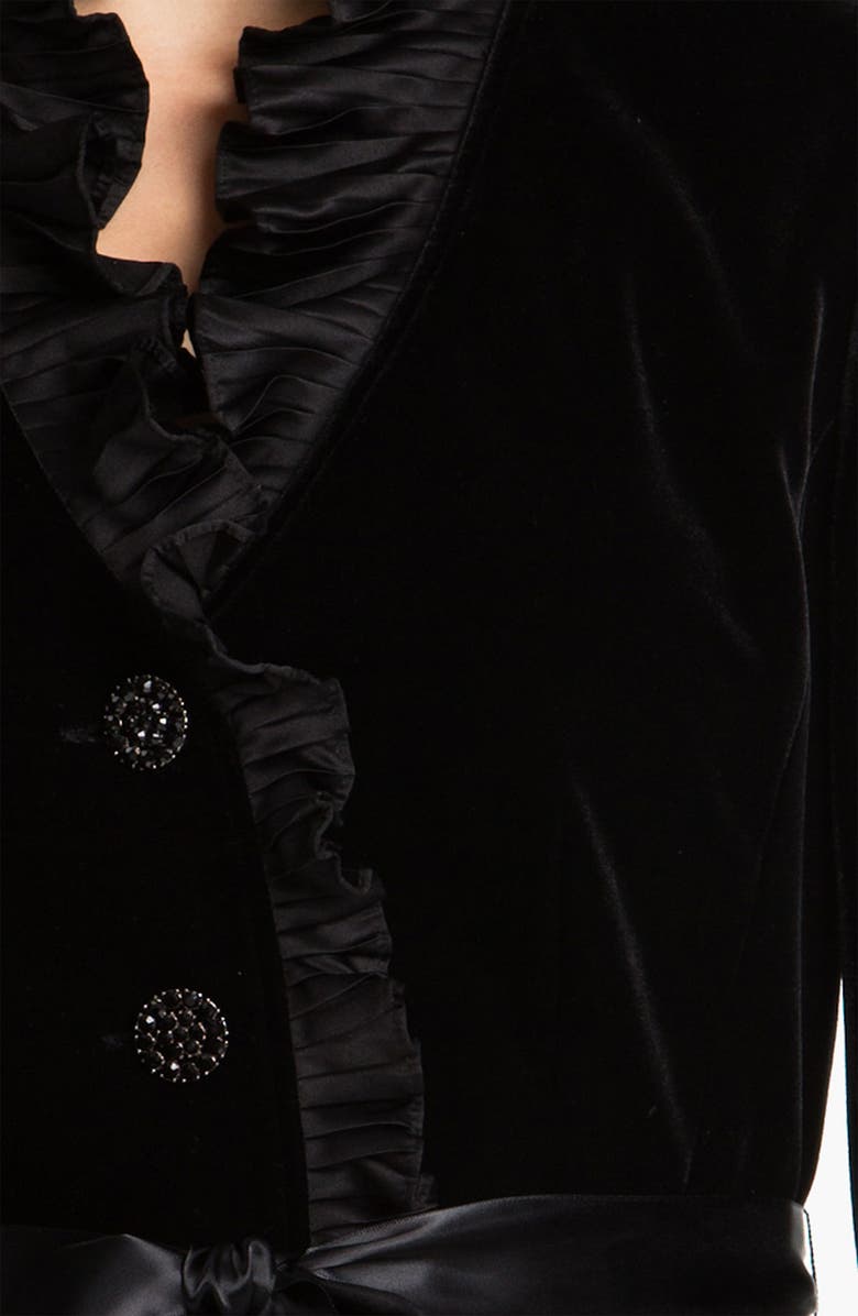 Adrianna Papell Ruffle Trim Velvet Jacket, Alternate, color, 