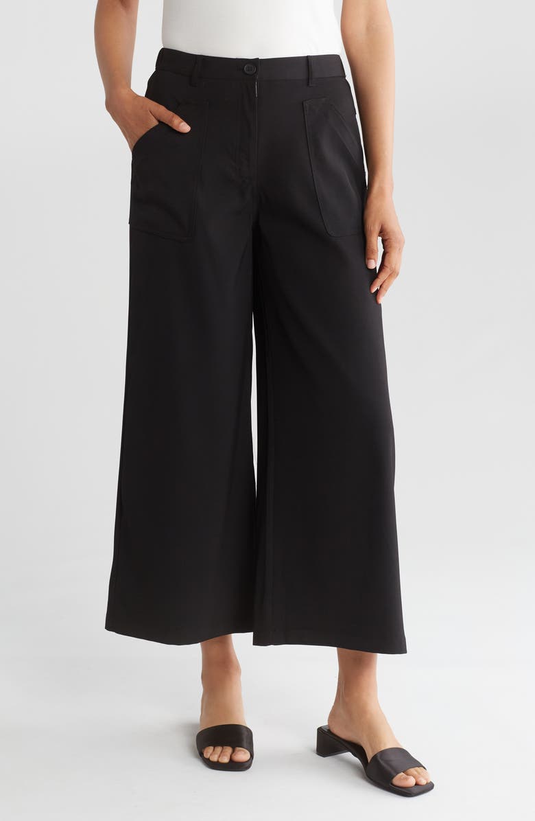 MAX STUDIO Crop Wide Leg Pants, Main, color, Black-Black