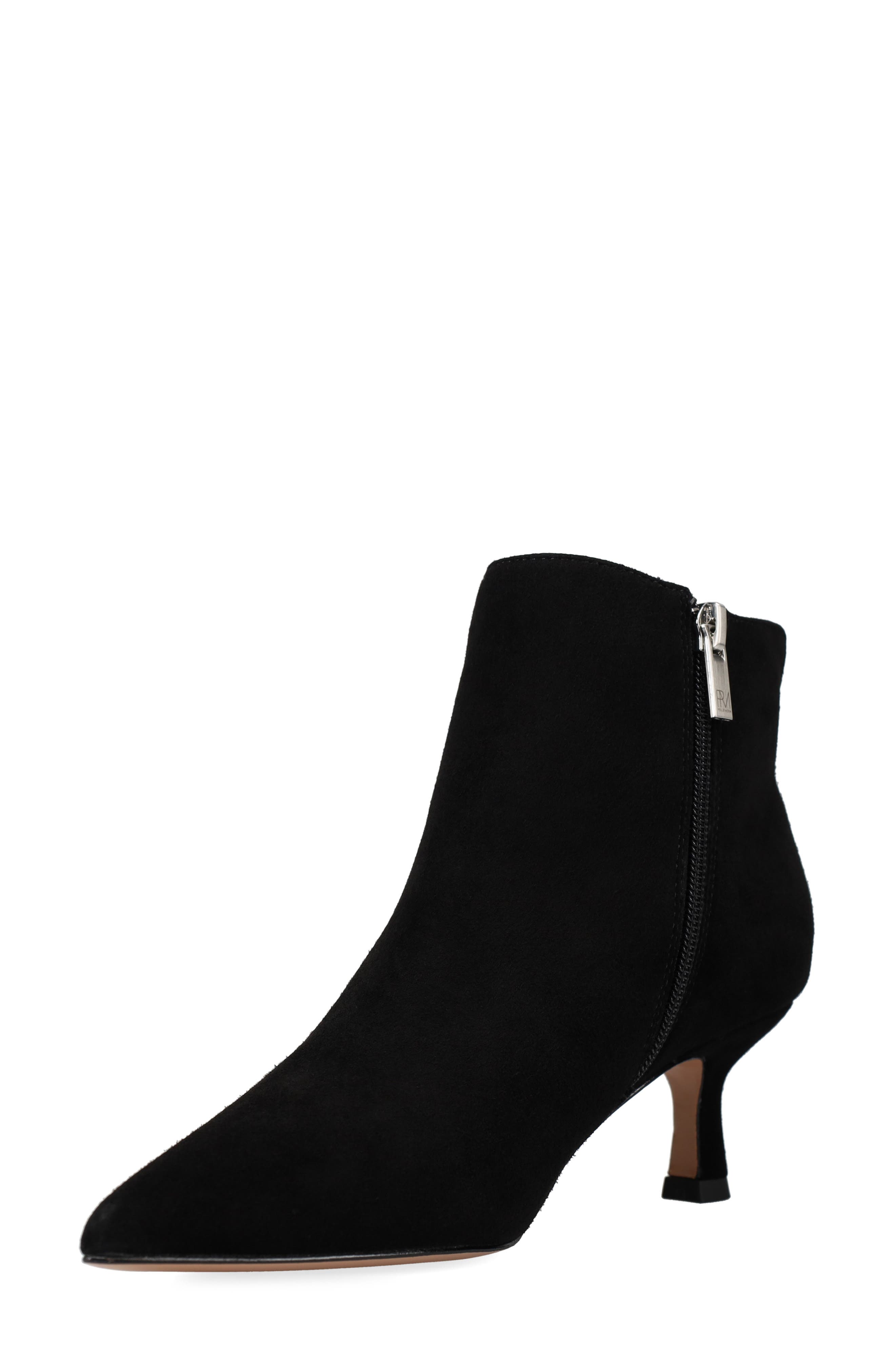 Pelle Moda Kiesa Pointed Toe Kitten Heel Bootie, Alternate, color, Black