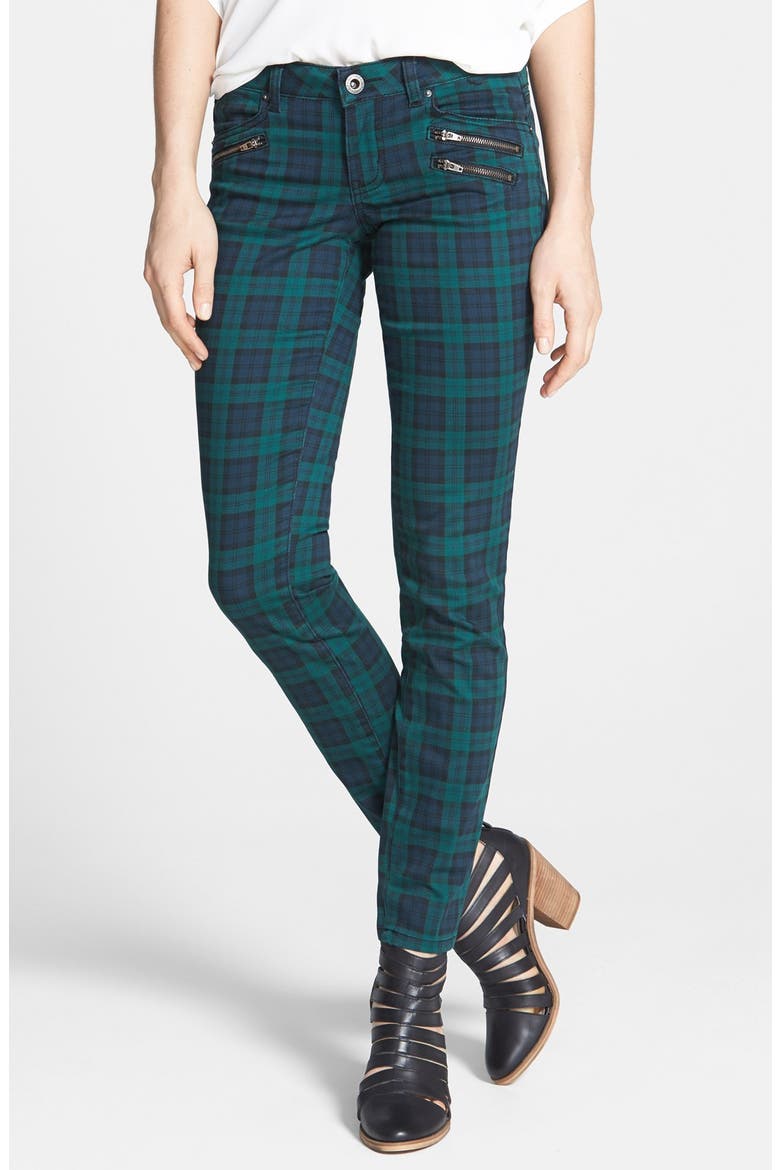 Plaid Skinny Pants, Main, color, BLUE