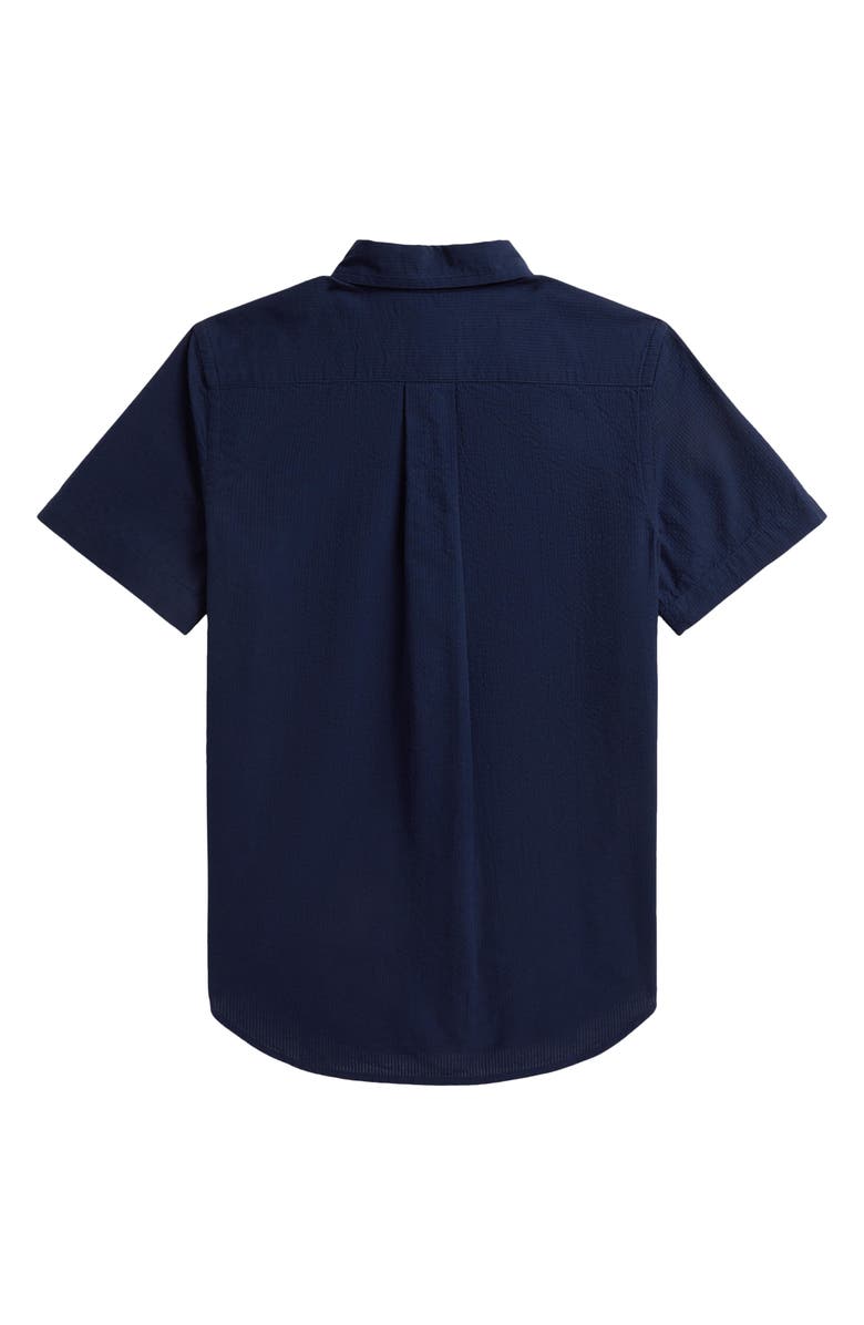 Polo Ralph Lauren Kids' Short Sleeve Cotton Seersucker Button-Down Shirt, Alternate, color, Navy