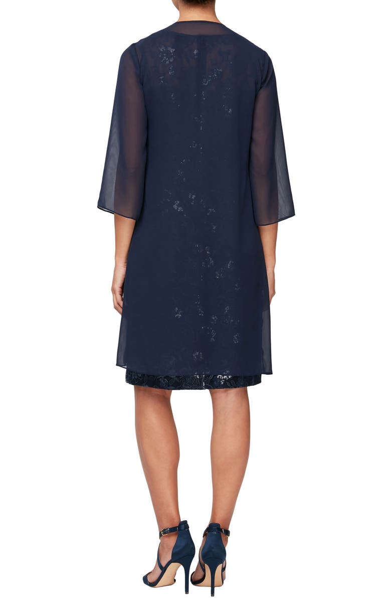 Alex Evenings Sequin Lace Sheath Dress & Chiffon Jacket, Alternate, color, 