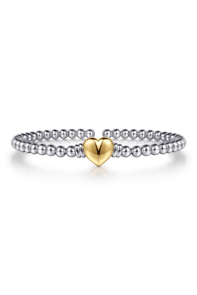 Bujukan 14k Gold and Sterling Silver Heart Bead Bracelet, Main, color, STERLING / 14K YELLOW GOLD