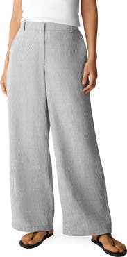 Eileen Fisher High Waist Linen Blend Wide Leg Pants