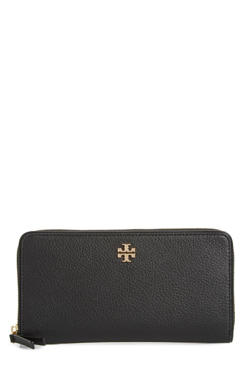 Marsden Leather Zip Around Wallet, Main, color, BLACK