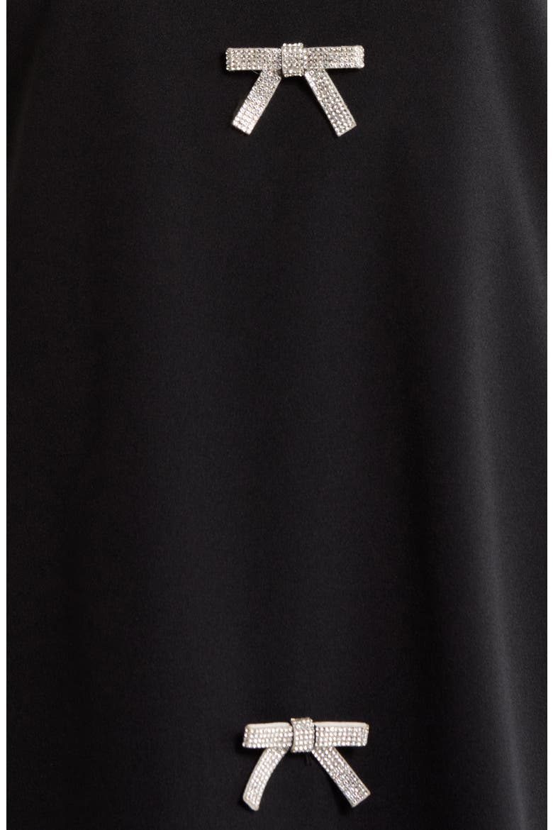 Pamela Rhinestone Bow Sleeveless Shift Dress, Alternate, color, BLACK