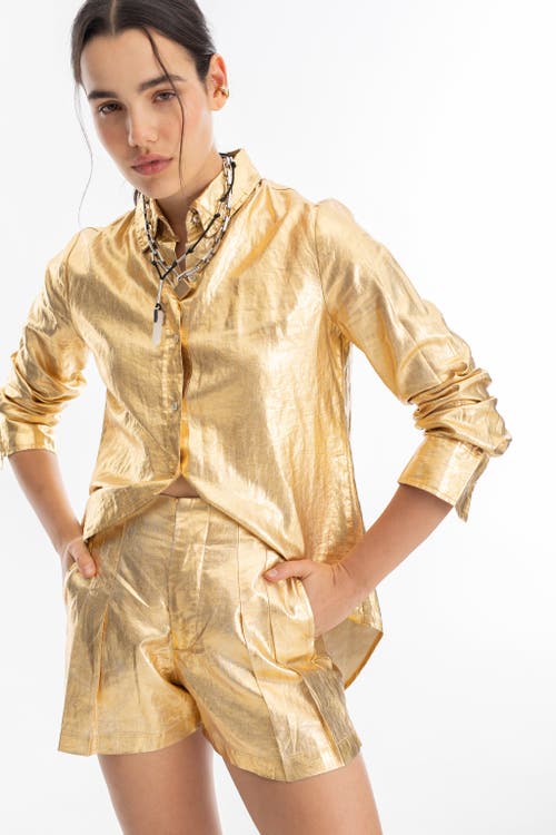 Lanhtropy San Marino Metallic Linen Top In Gold