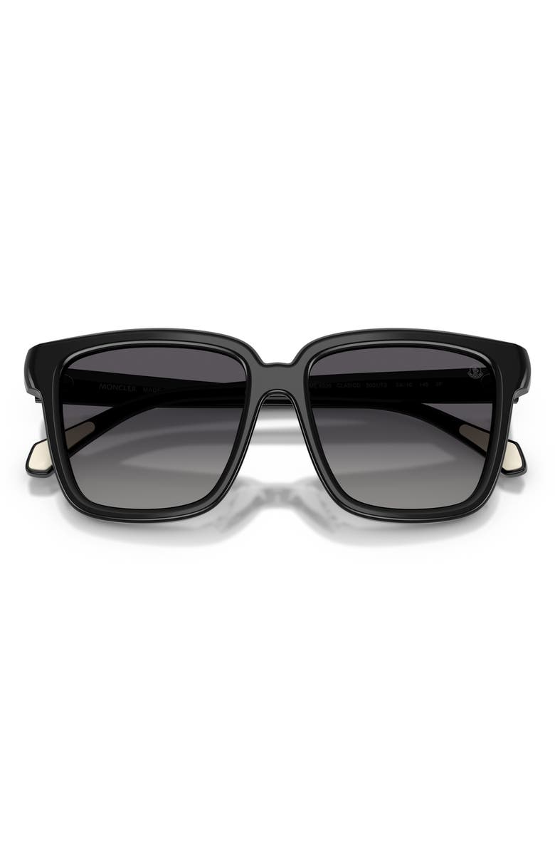 Moncler Clasico 54mm Polarized Gradient Pillow Sunglasses, Alternate, color, Shiny Black / Grey Gradient