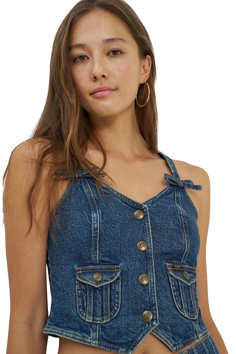 Patch Pocket Denim Vest, Alternate, color, BY THE BOOK