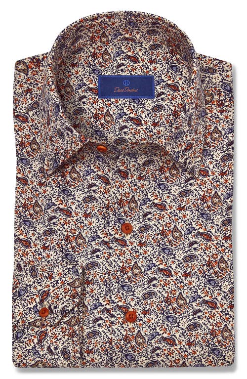 David Donahue Regular Fit Paisley Print Cotton Dobby Dress Shirt In Multi