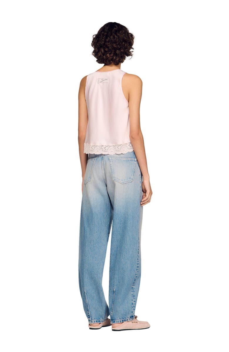 SANDRO Faded barrel jeans, Alternate, color, Blue Jean