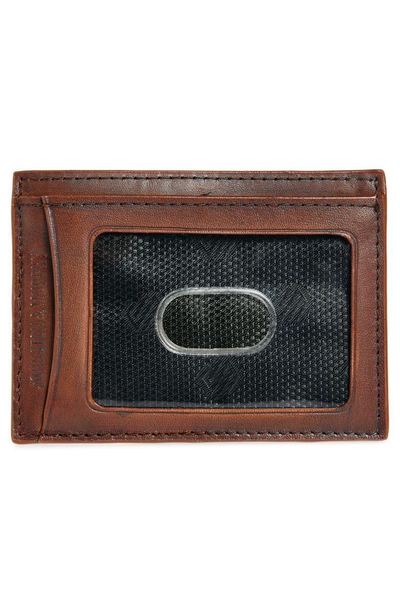 Johnston & Murphy Basketweave Card Holder, Alternate, color, Mahogany