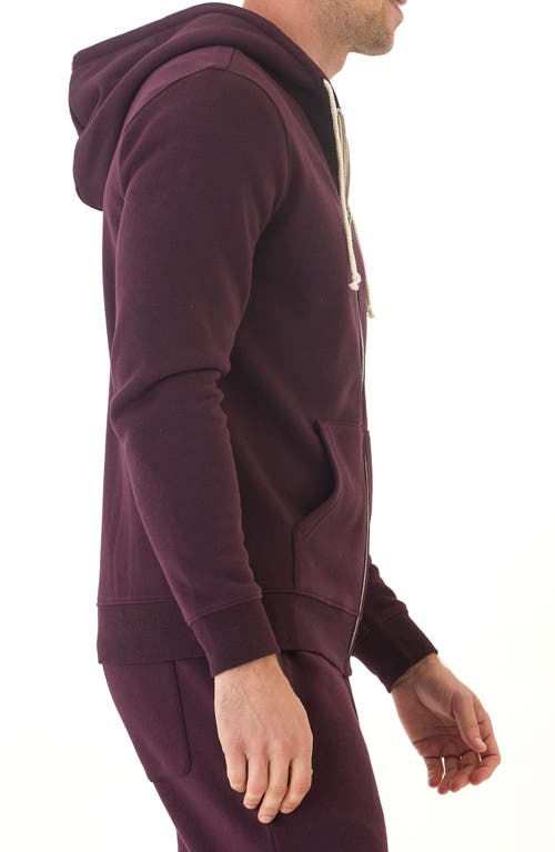 Threads 4 Thought Trim Fit Heathered Fleece Zip Hoodie In Burgundy