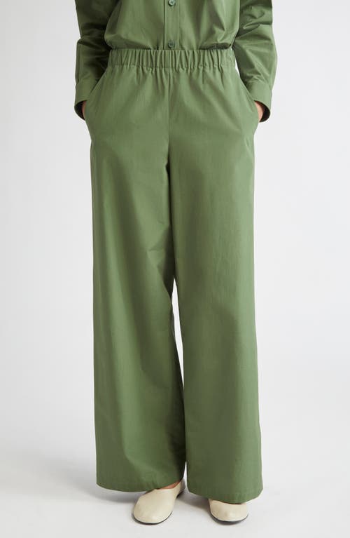 Lafayette 148 New York Riverside Elastic Waist Wide Leg Pants In Green