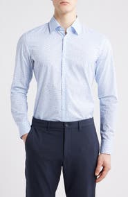 BOSS Hank Kent Slim Fit Floral Stretch Cotton Dress Shirt