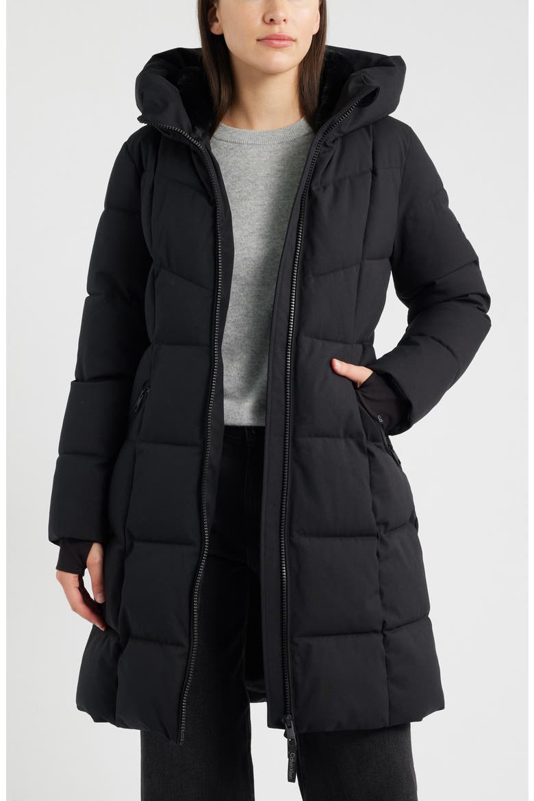 Oxford Long Puffer Coat, Alternate, color, BLACK