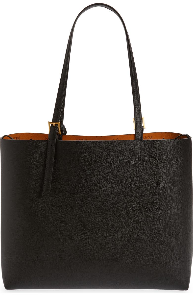 MCM Medium Lauretos Reversible Leather Shopper Bag, Alternate, color,