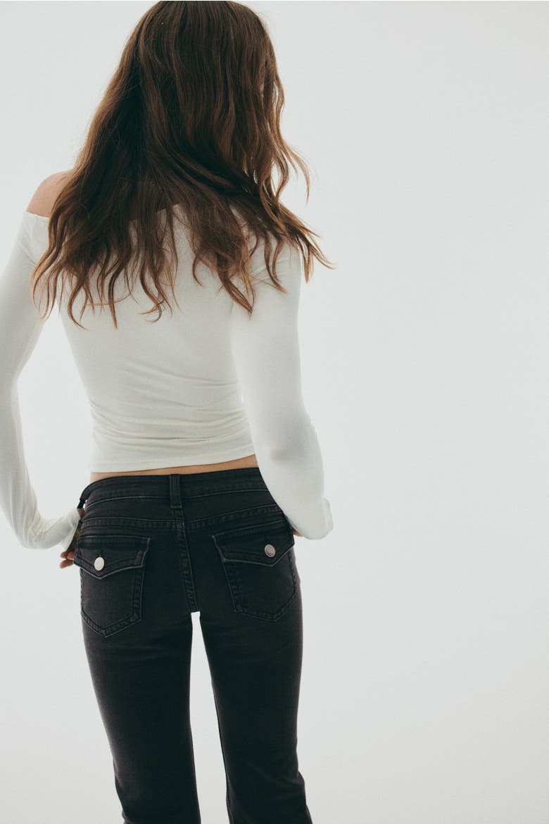 Flared Low Jeans, Alternate, color, Black/color block