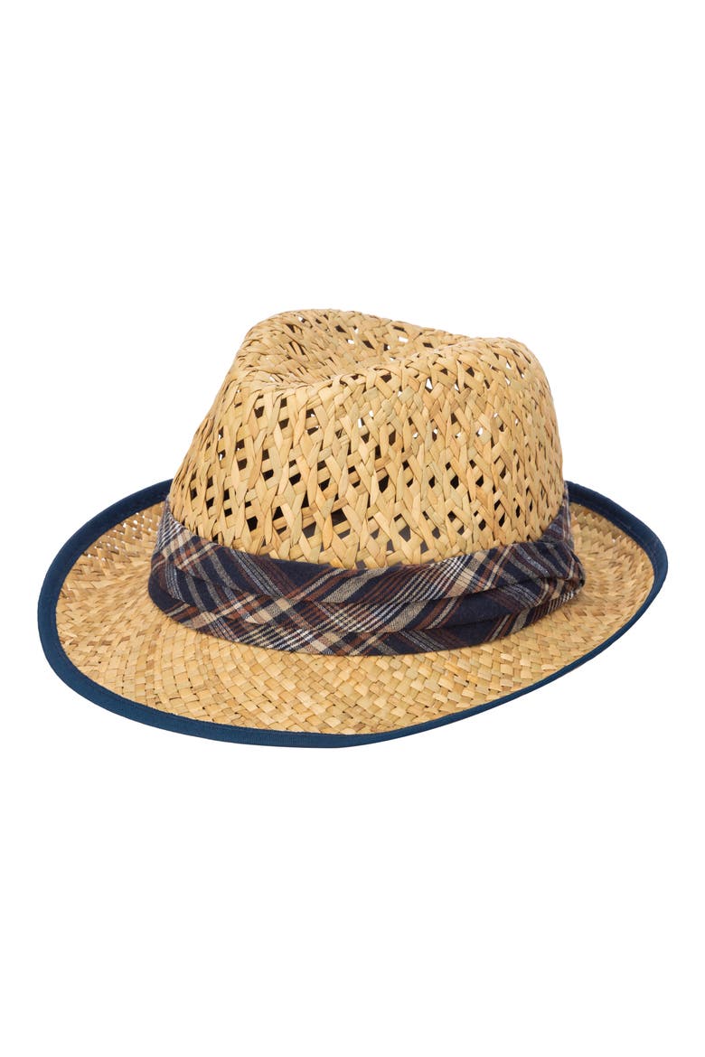 Open Weave Crown Rush Straw Fedora, Main, color, NATURAL