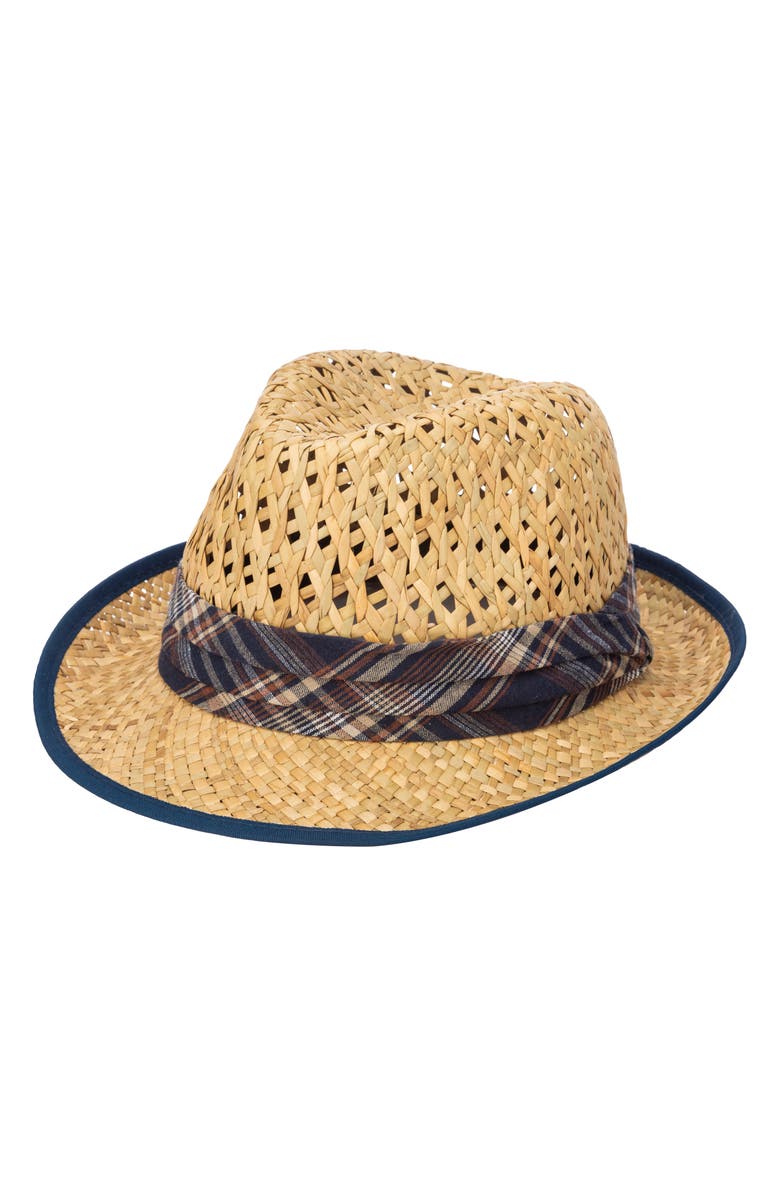 San Diego Hat Open Weave Crown Rush Straw Fedora, Main, color, Natural