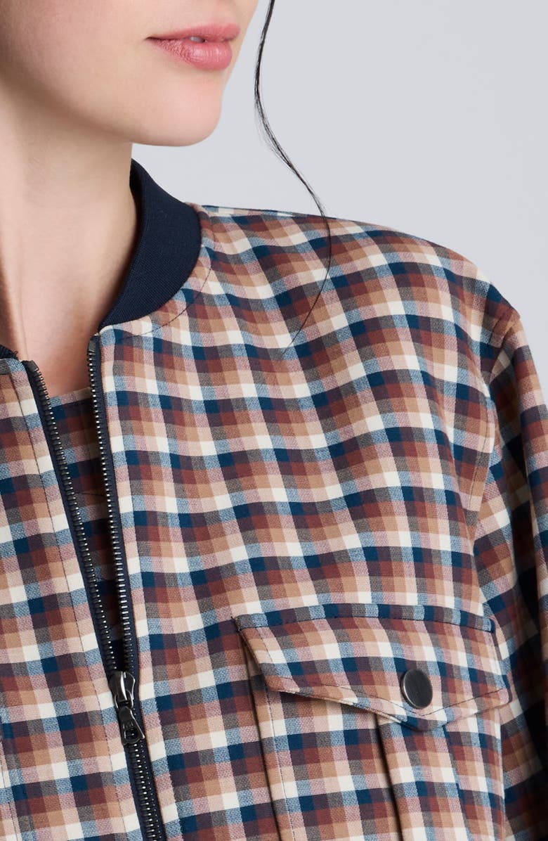 Kenneth Cole Plaid Bomber Jacket, Alternate, color, Russet/ Dark Navy Multi