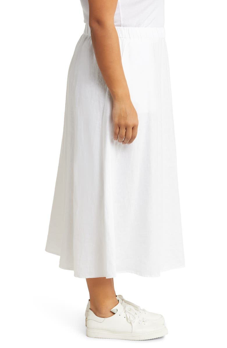 Eileen Fisher A-Line Organic Linen Midi Skirt, Alternate, color, White