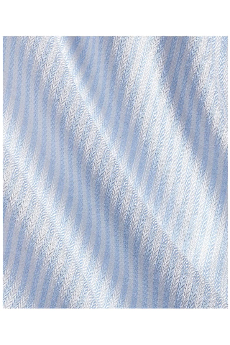 Trim Fit Stripe Cotton & Silk Herringbone Dress Shirt, Alternate, color, WHITE/ SKY
