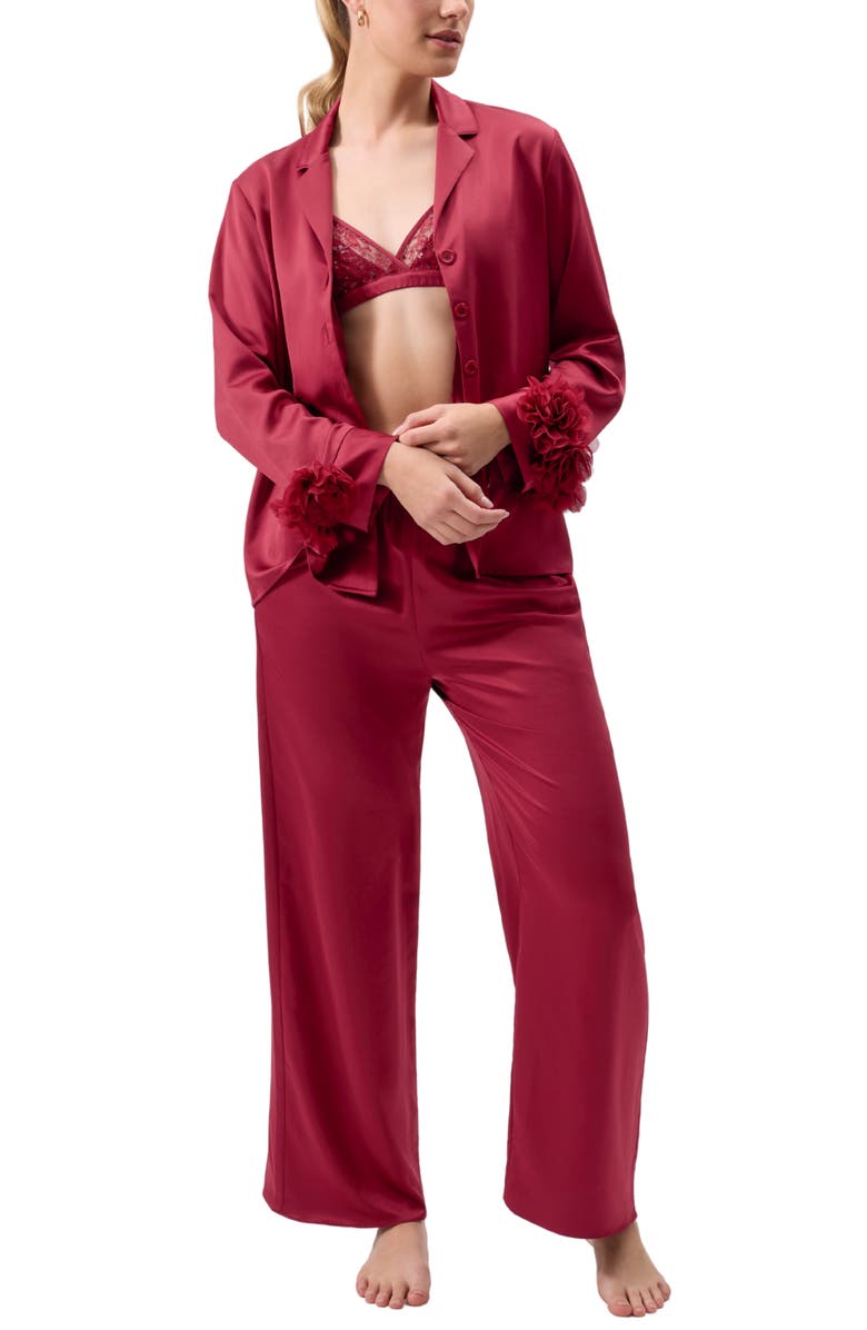 Rya Collection Sweetie Charmeuse Pajamas, Alternate, color, Holly