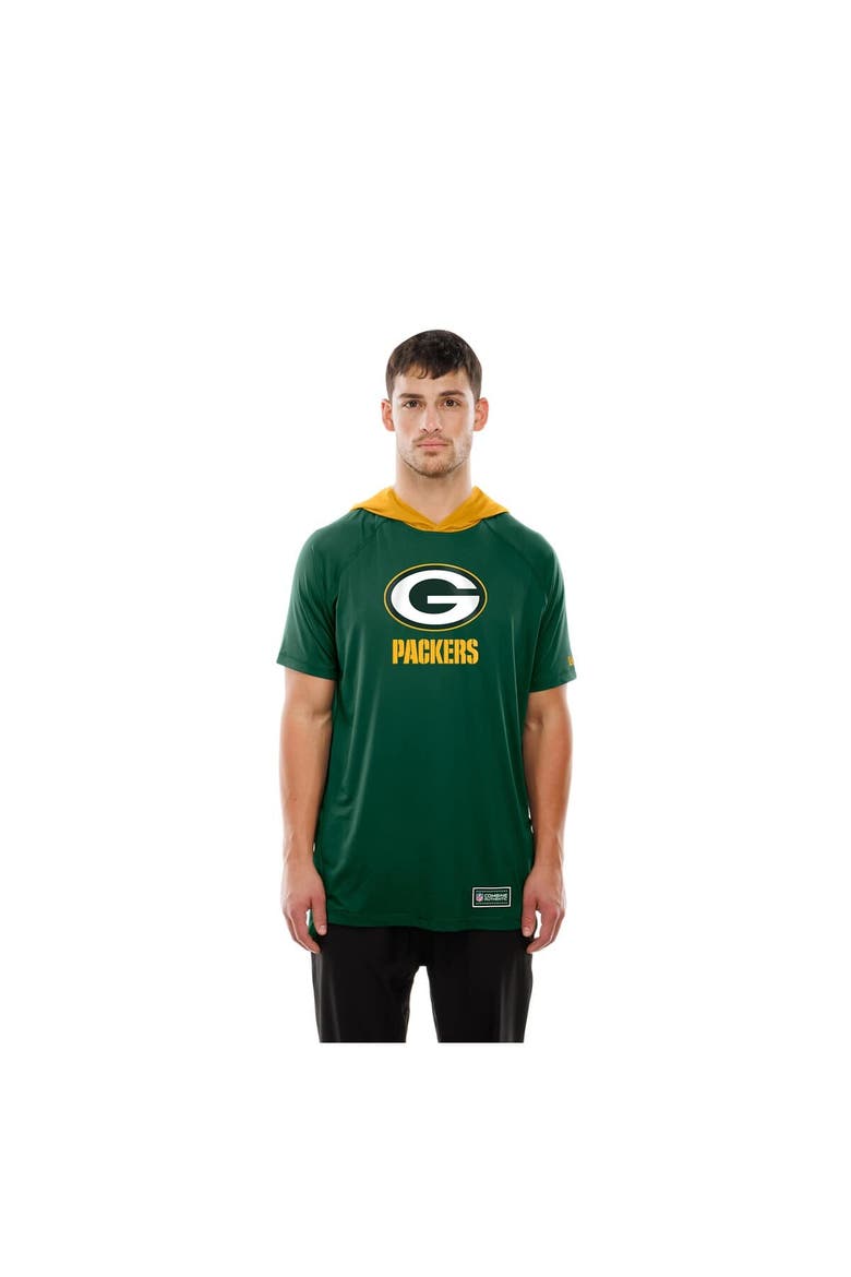 Men's New Era  Green Green Bay Packers Combine Authentic Hooded Raglan Short-Sleeve T-Shirt, Alternate, color, Green