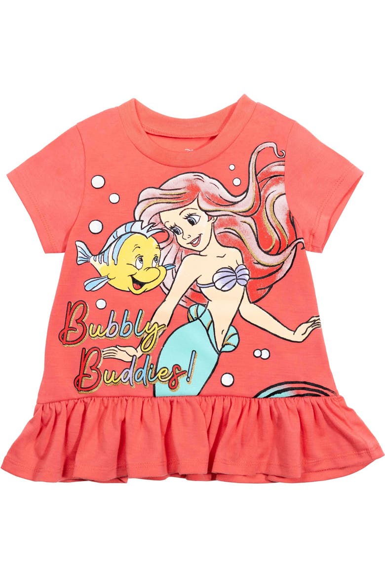 The Little Mermaid Princess Ariel Glitter T-Shirt and Leggings Set, Alternate, color, Ariel Flounder Coral