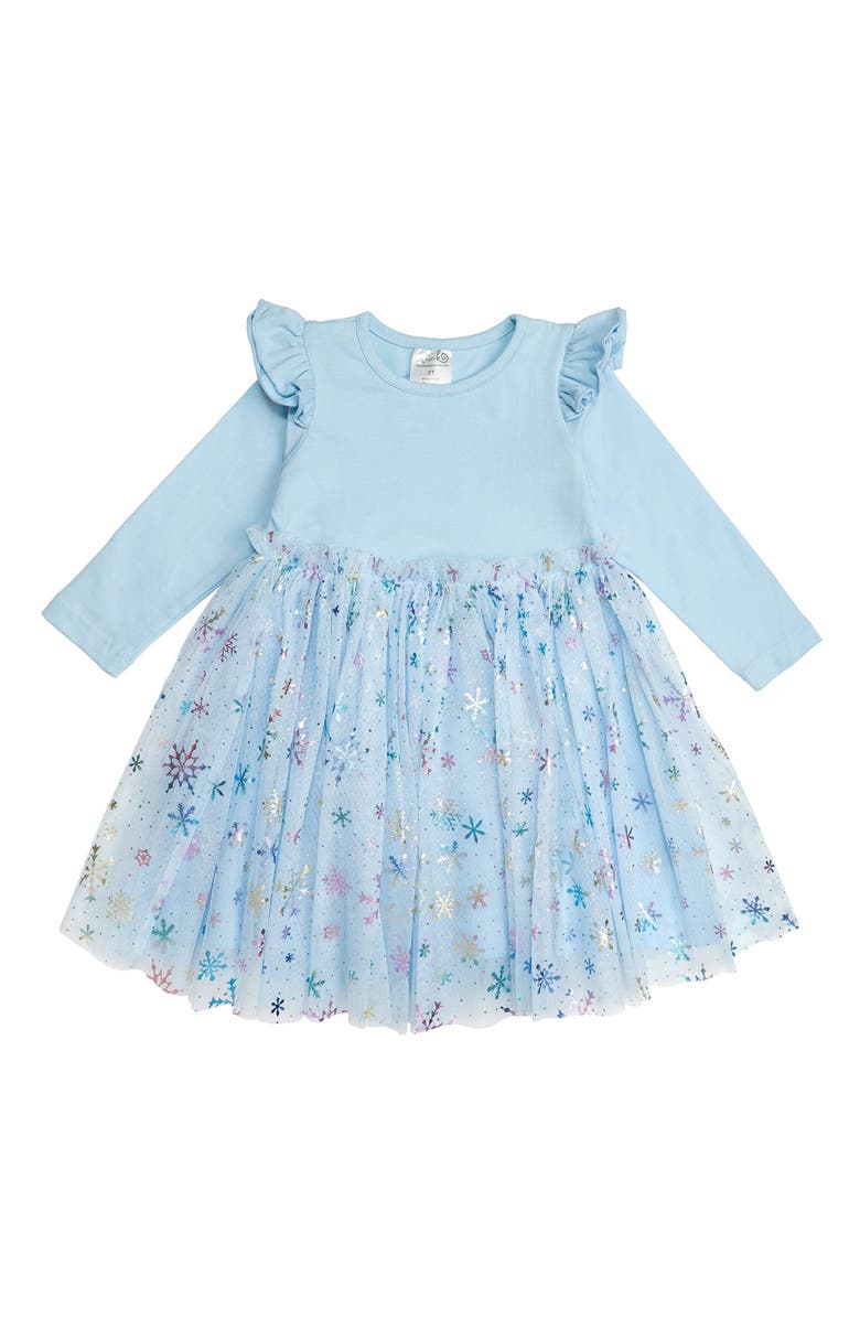 Sweet Wink Snow Princess Iridescent Long Sleeve Tutu Dress, Main, color,