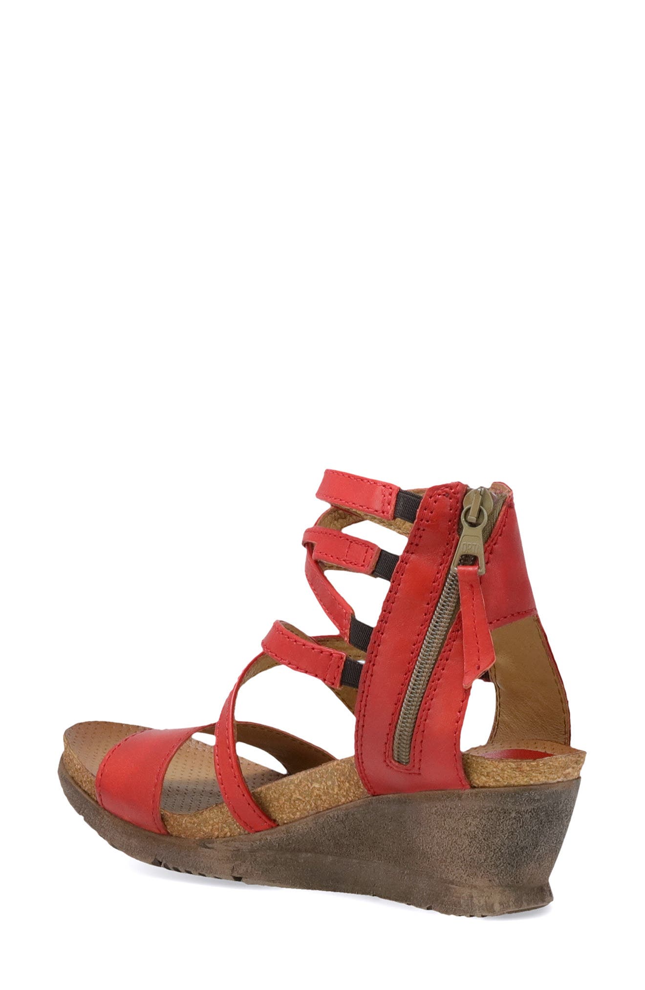 Miz Mooz Shay Strappy Wedge Sandal, Alternate, color, Scarlet Leather
