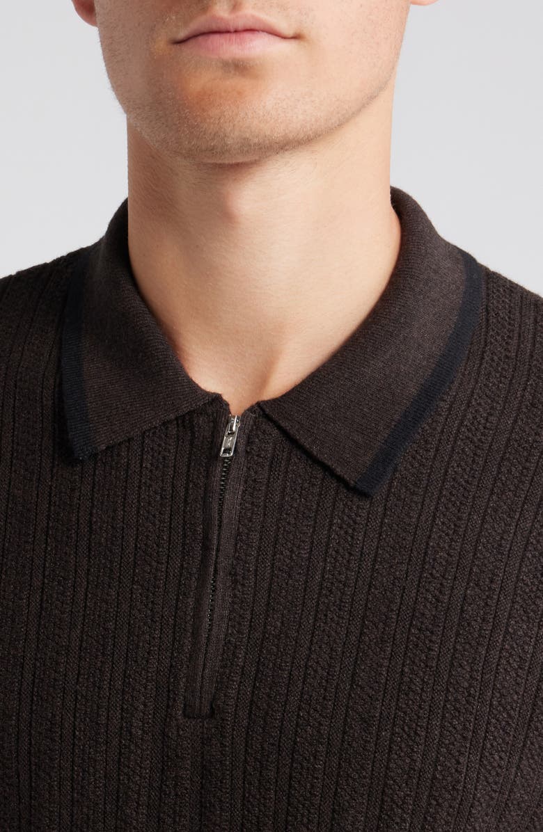 Wax London Bury Half Zip Cotton & Cashmere Polo Sweater, Alternate, color, Dark Brown