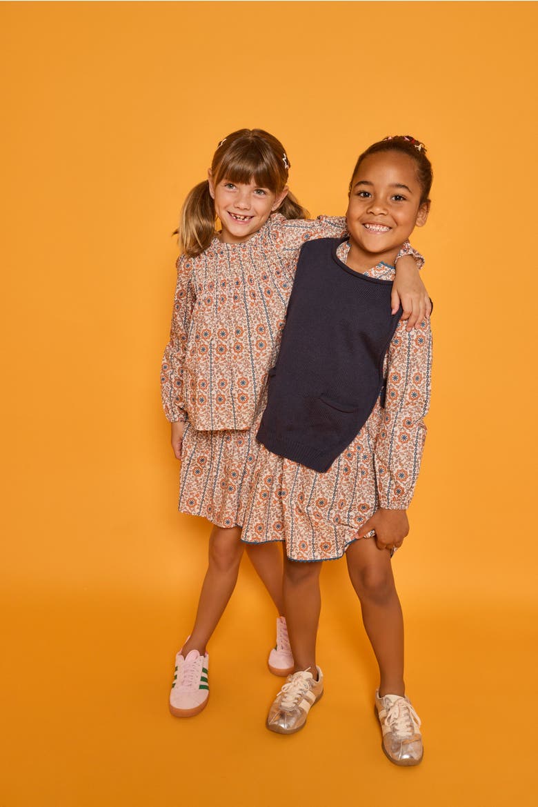 Kids' Long Sleeve Positano Dress, Alternate, color, Verbier Vines Orange