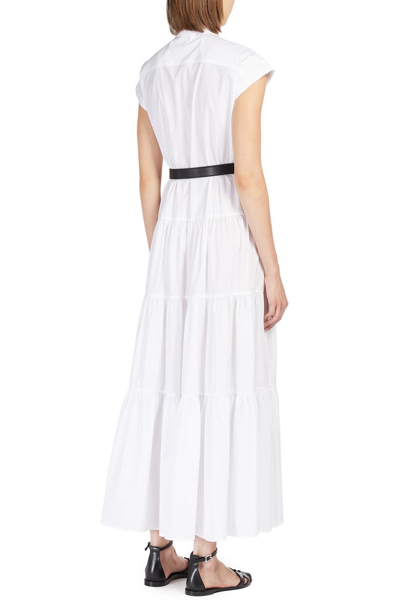 Max Mara Studio Bairo Cotton Tiered Shirtdress, Alternate, color, Optical White