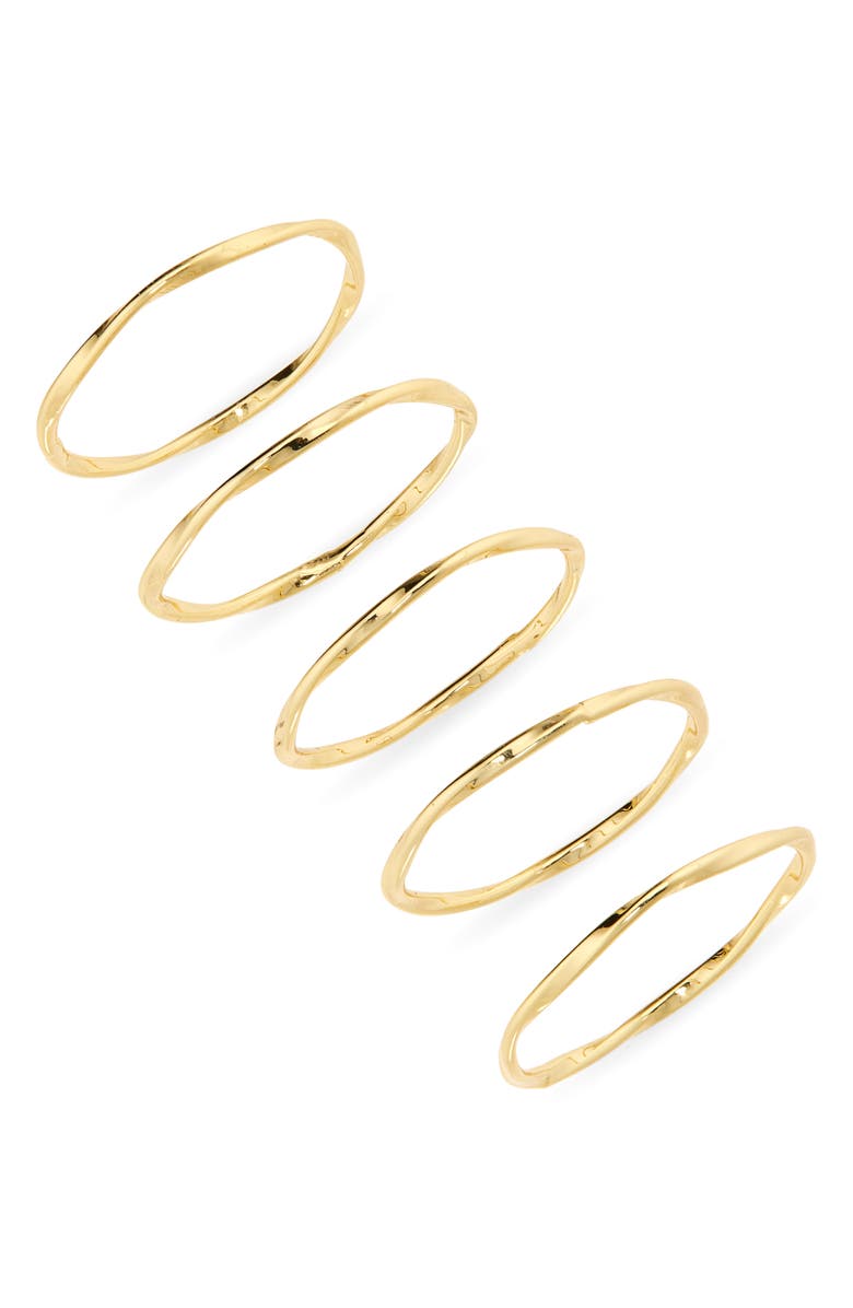 Nordstrom Set of 5 Demi Fine Stacking Rings, Main, color, 14K Gold Plated