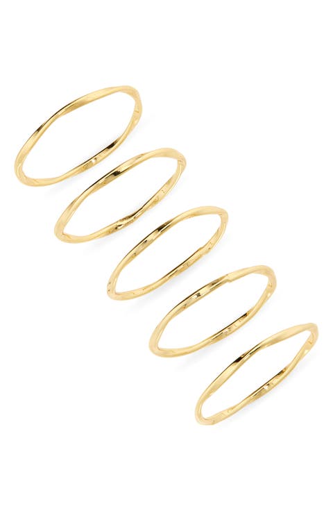 Set of 5 Demi Fine Stacking Rings