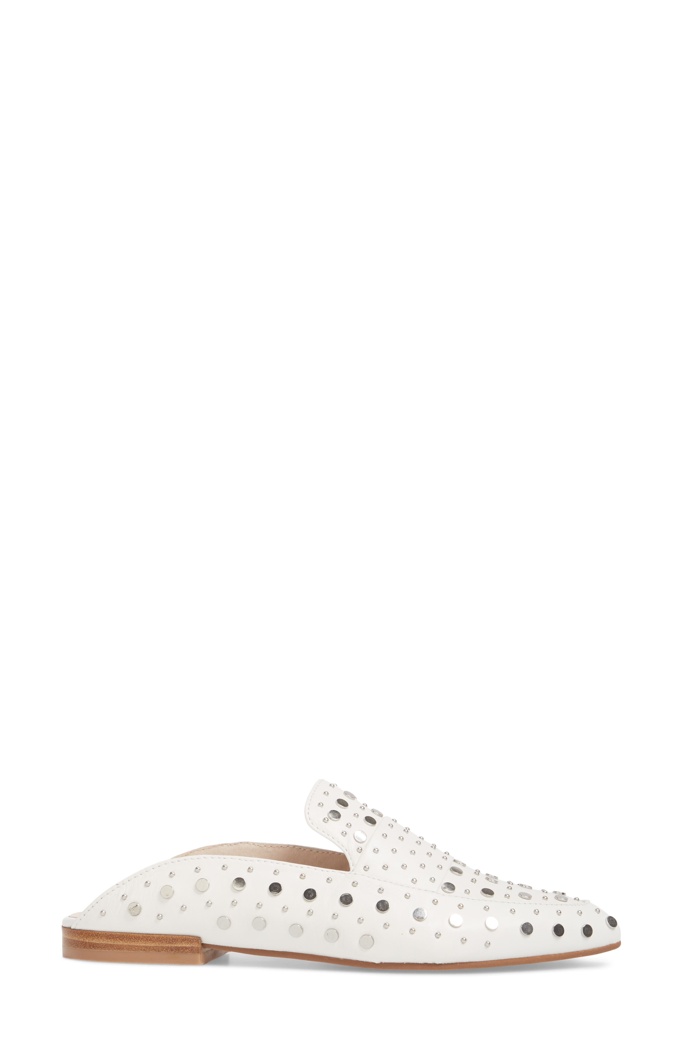 Charlie Studded Loafer Mule, Alternate, color, WHITE LEATHER