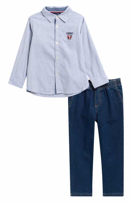 Kids' Woven Stripe Button-Up Shirt & Pants Set