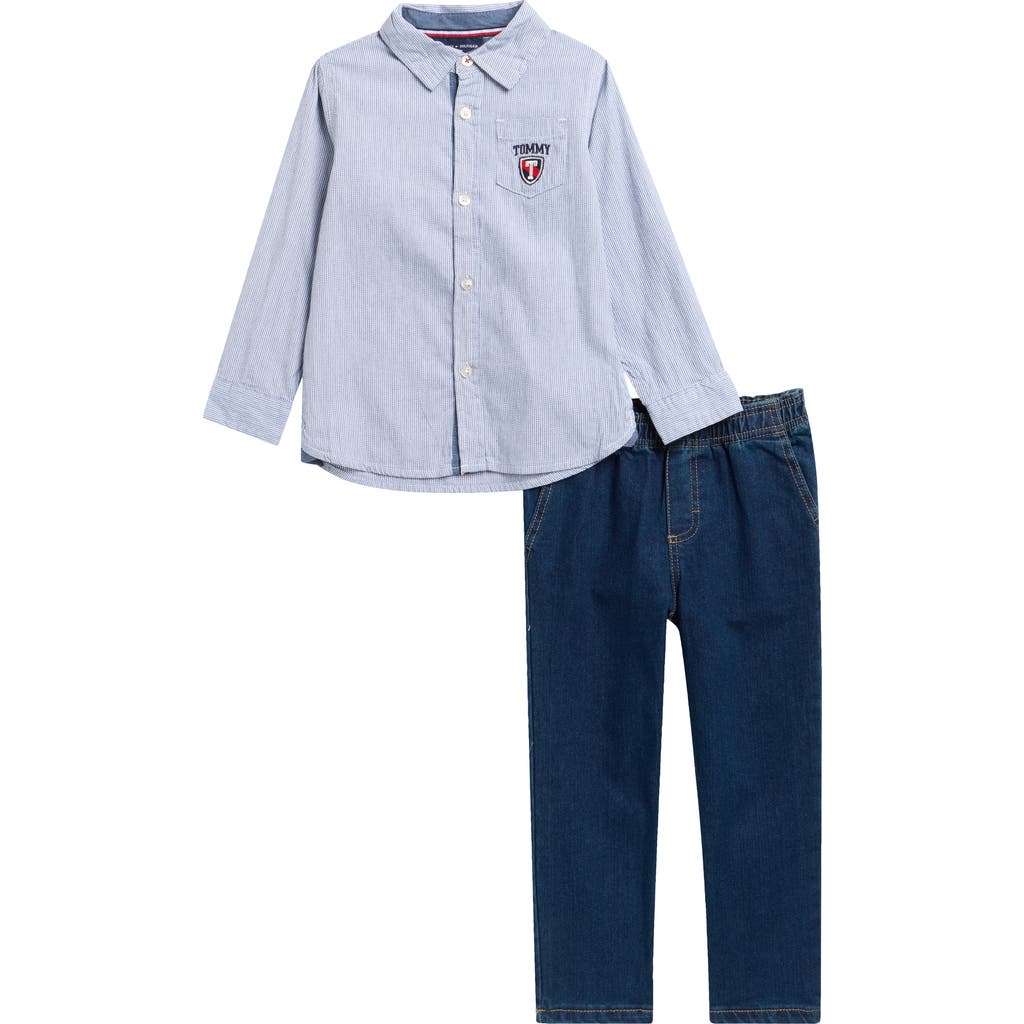 Tommy Hilfiger Kids' Woven Stripe Button-up Shirt & Pants Set In Prepack Assorted