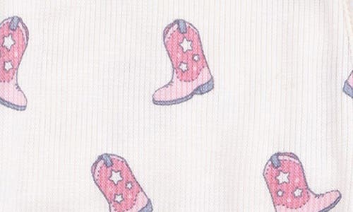 Angel Dear Cowgirl Boots Ruffle Rib Zip Footie In White
