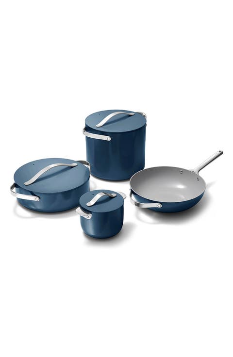 Nonstick Ceramic 7-Piece Cookware Set with Lid Storage