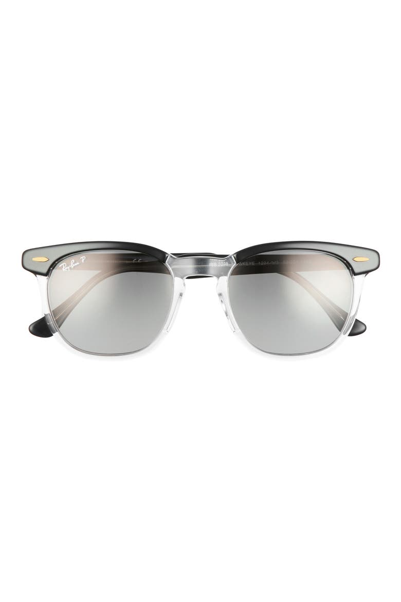 52mm Square Polarized Sunglasses, Main, color, BLACK / GREY GRADIENT POLAR