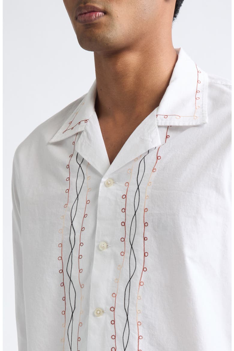 Looped Chainstitch Cotton Poplin Button-Up Shirt, Alternate, color, WHITE MULTI